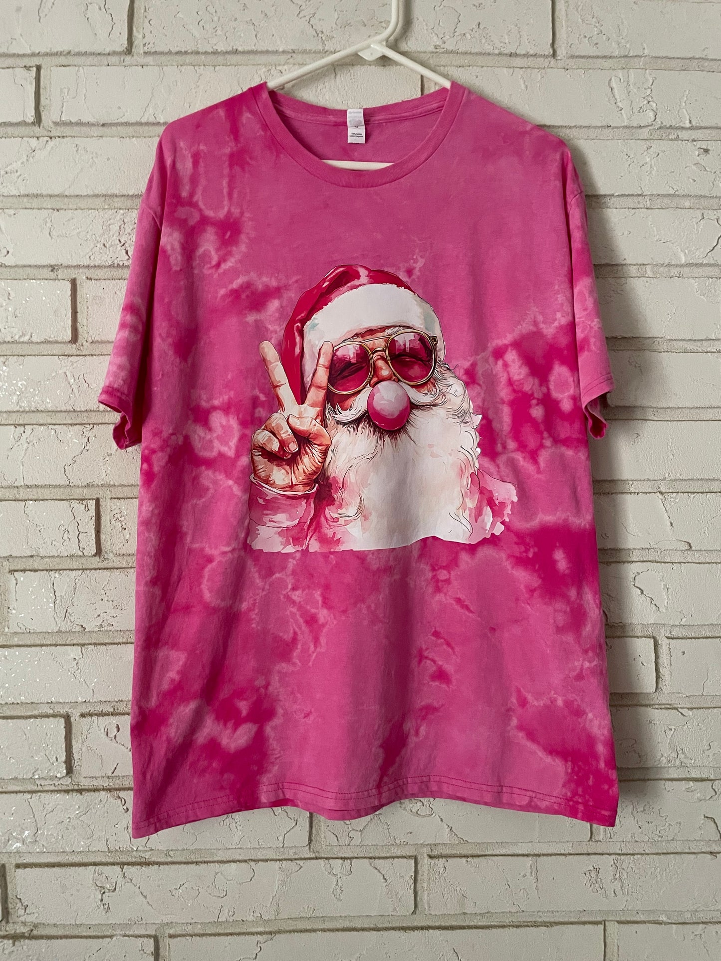Bubblegum Peace Santa Tie-Dye Graphic Tee