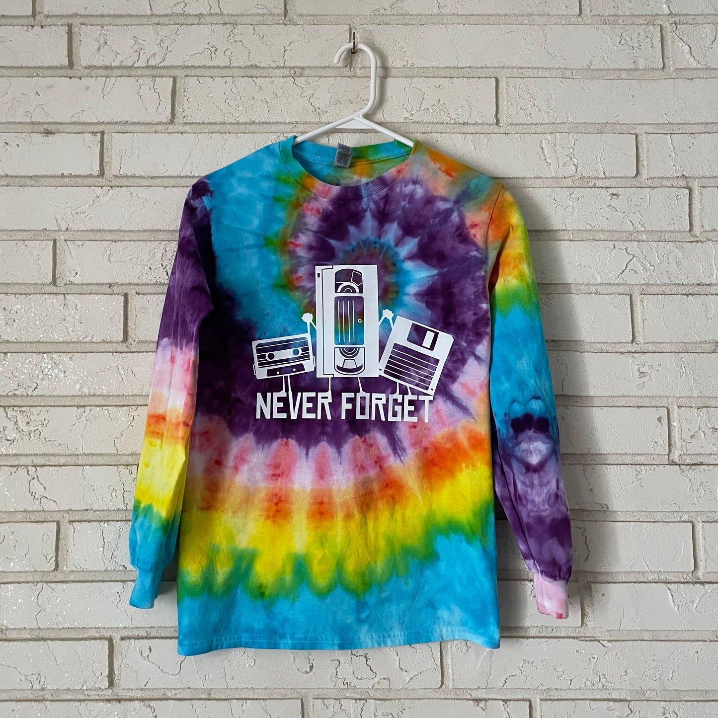 Long Sleeve Adult Spiral Tie-Dye Graphic Tee - Size Small