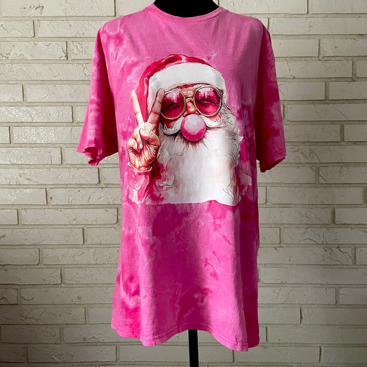 Bubblegum Peace Santa Tie-Dye Graphic Tee