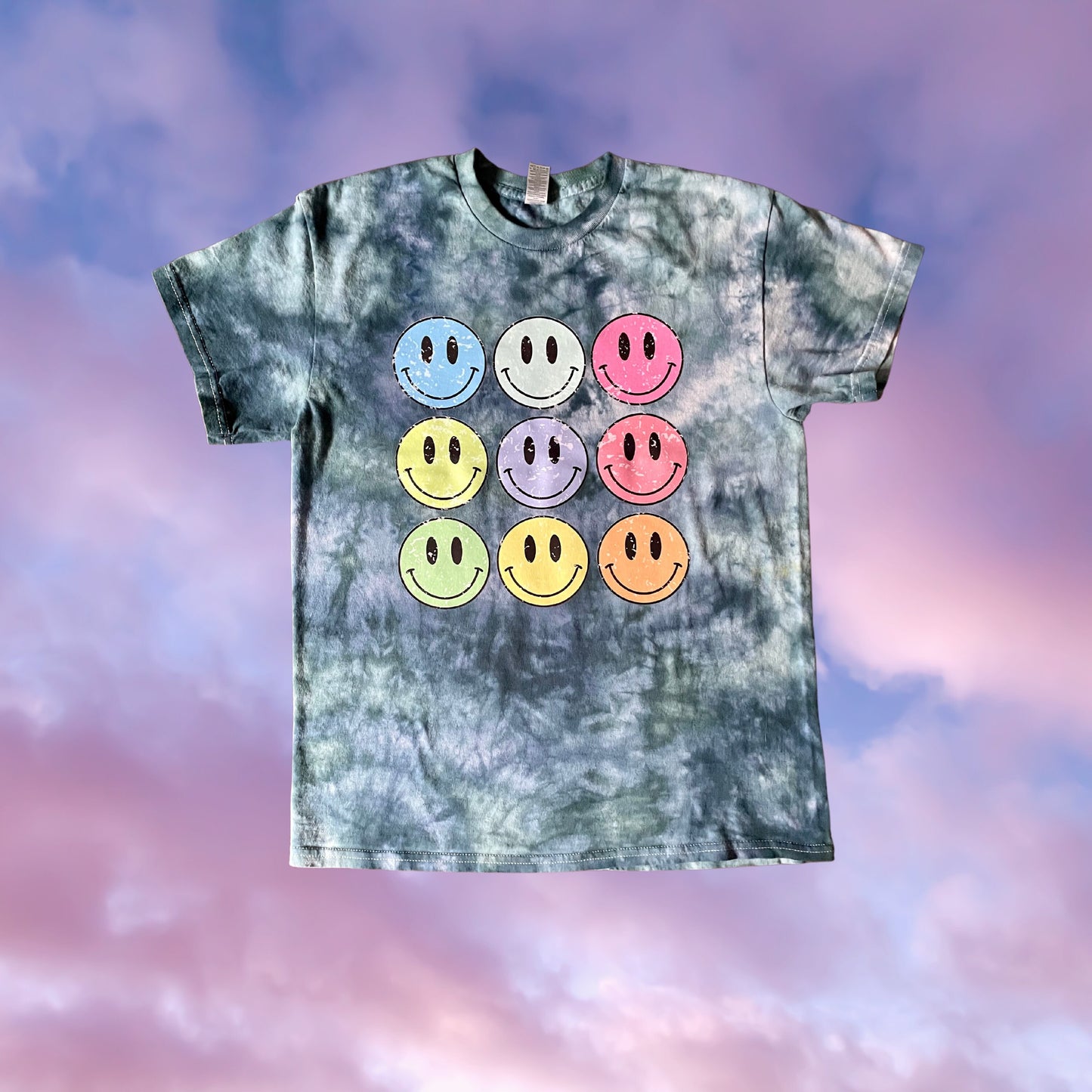 Smiley Face Tie-Dye Graphic Tee - Size Adult Medium