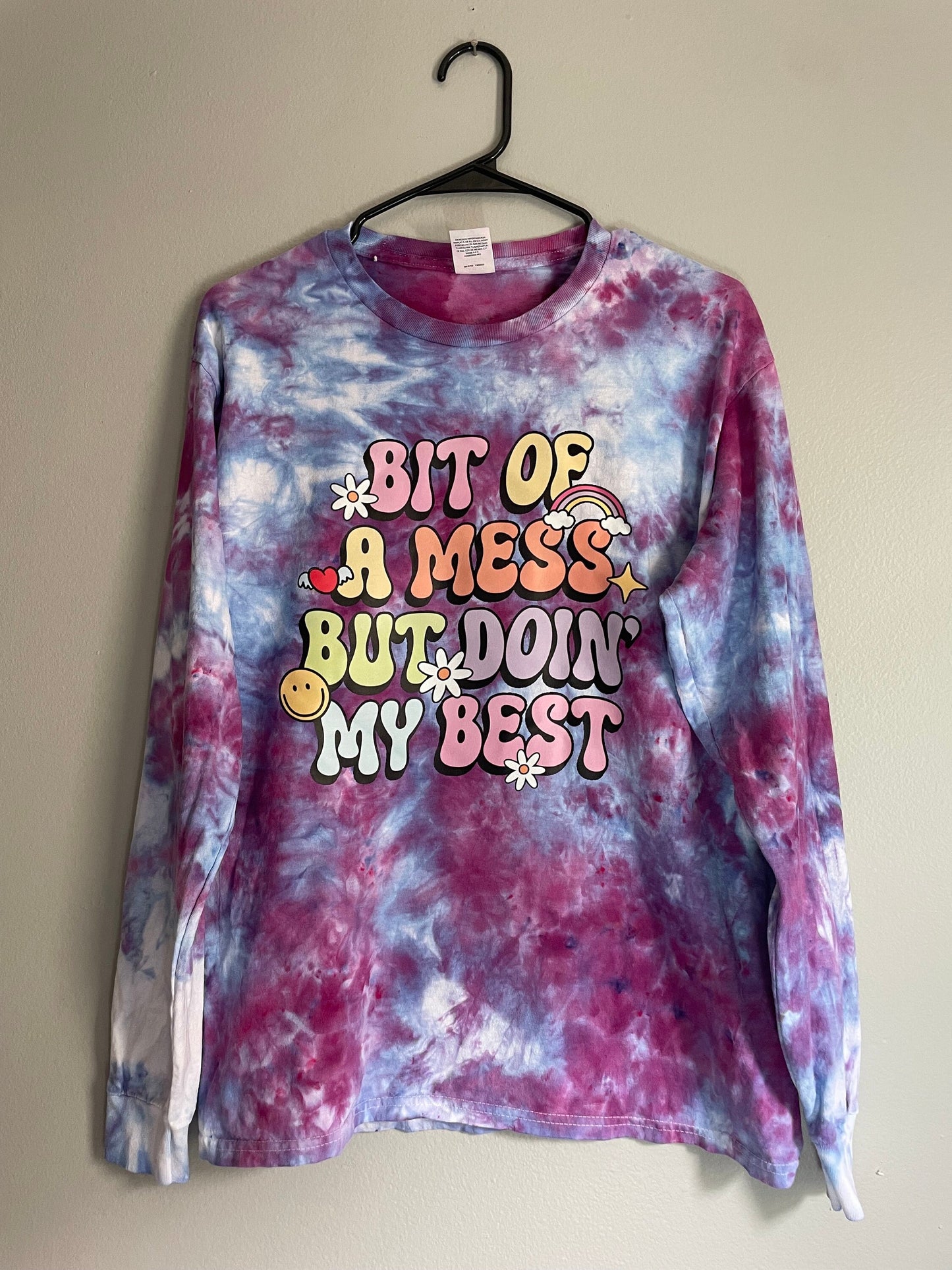 Long Sleeve Tie-Dye Graphic Tee - Size Adult Medium