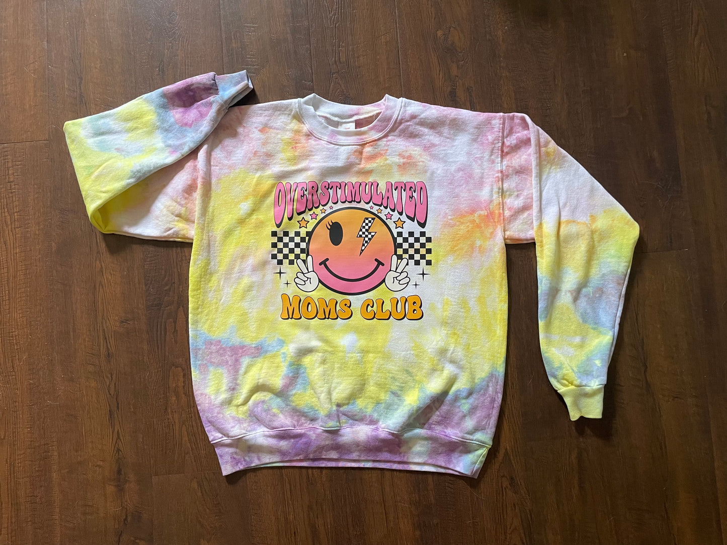 Overstimulated Moms Club Tie-Dye Sweatshirt