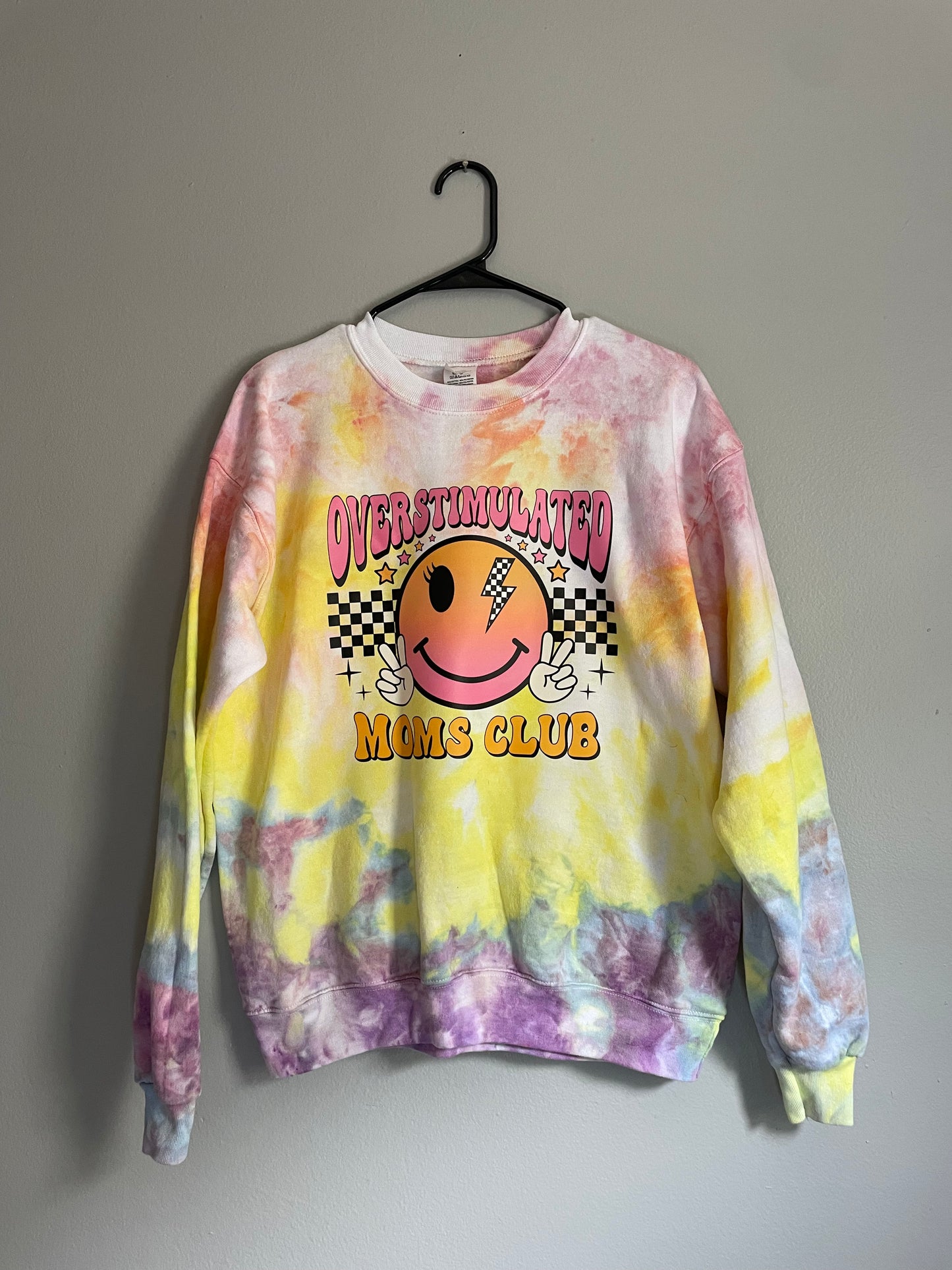 Overstimulated Moms Club Tie-Dye Sweatshirt